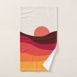 Abstract landscape with sea at sunset bath towel set