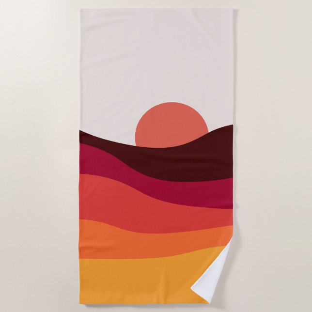 Abstract landscape with sea at sunset beach towel (Front)