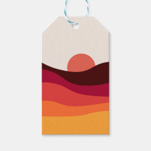 Abstract landscape with sea at sunset gift tags