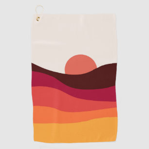 Abstract landscape with sea at sunset golf towel
