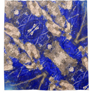 Abstract Lapis Blue grey Granite marble pattern Shower Curtain