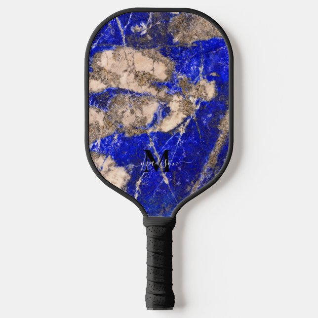 Abstract Lapis Lazuli Blue Granite calligraphy  Pickleball Paddle (Front)