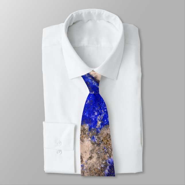 Abstract Lapis Lazuli Blue Granite Tie (Tied)