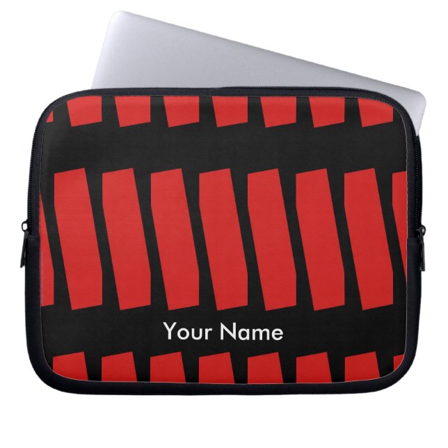 Abstract Laptop Computer Sleeve, Red & Black Sleeve (Front)