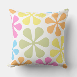 Abstract Large Flowers Bright Colour Mix Cushion