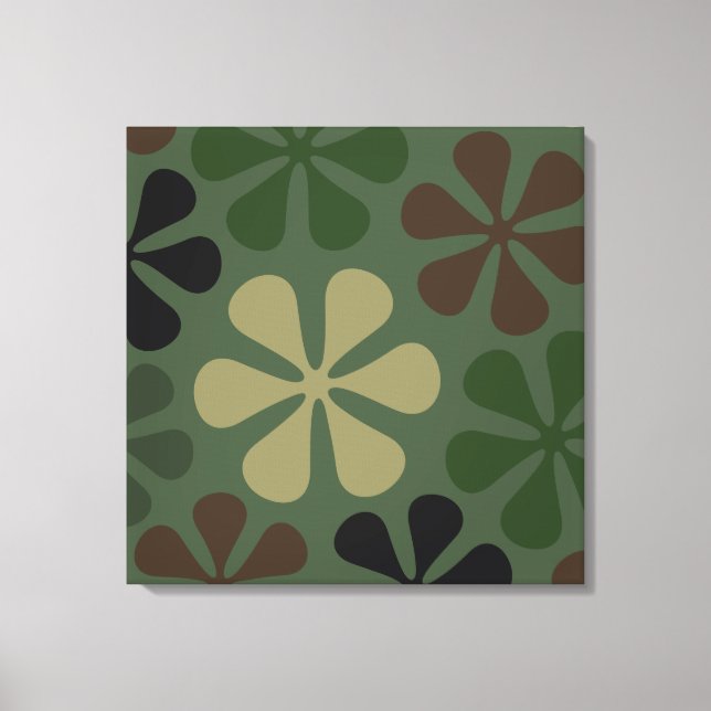 Abstract Large Flowers Camouflage Canvas Print (Front)