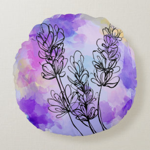 Abstract Lavender Round Throw Pillow