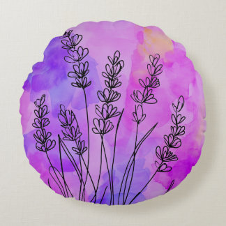 Abstract Lavender Round Throw Pillow