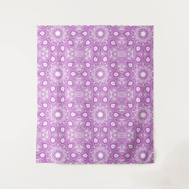 Abstract Lavender White Kaleidoscope Wall Tapestry (Front)