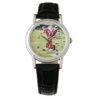 Abstract Lawn Bowls Oil Paint Ladies Leather Watch