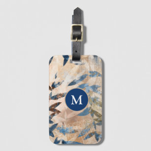 Abstract Layered Leaves - Blue and Neutral Luggage Tag