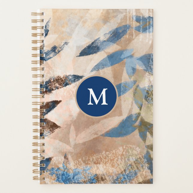 Abstract Layered Leaves - Blue and Neutral Planner (Front)