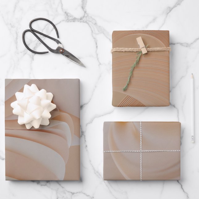 Abstract Layers of Neutral Stylised Artwork Wrapping Paper Sheet (Front)