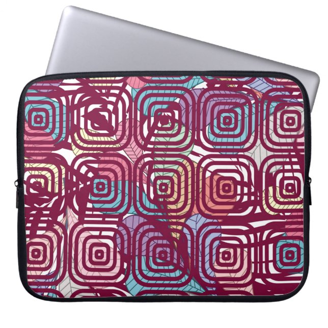 Abstract leaf colourful vintage illustration desig laptop sleeve (Front)