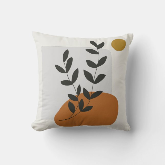 Abstract Leaf Illustration Art  Cushion (Front)