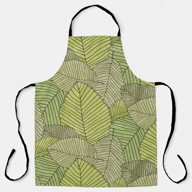 Abstract leafs pattern colorful apron (Front)