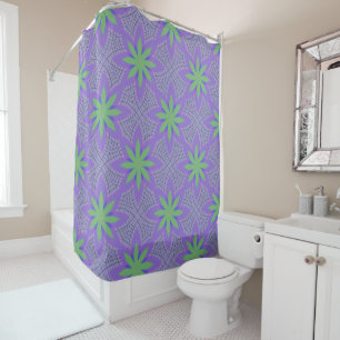 Abstract Leaves, cross hatches, Lavender Bg. Shower Curtain