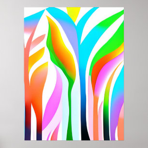 Abstract Leaves in Multicolored Pastels Poster