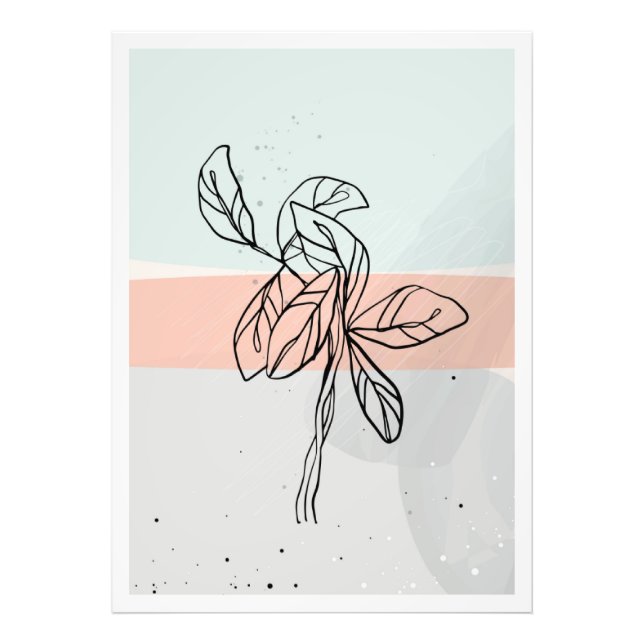 Abstract leaves line art photo print (Front)