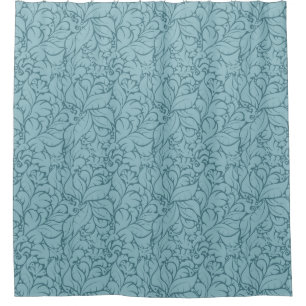 Abstract leaves muted teal pattern shower curtain