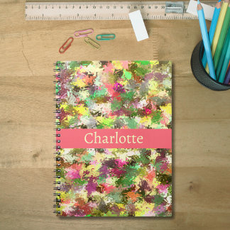 Abstract Leaves Paint Splatter Autumn Colour Name  Notebook