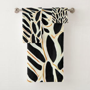 Abstract Leaves Pattern Bath Towel Set