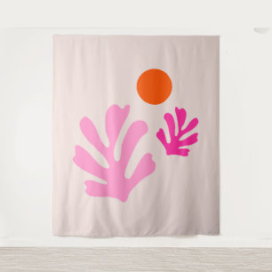 Abstract Leaves Pink Orange Modern Shapes Cut Outs Tapestry
