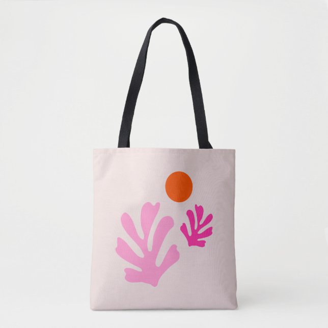 Abstract Leaves Pink Orange Modern Shapes Cut Outs Tote Bag (Front)