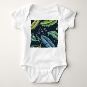 Abstract Leaves: Polygonal Line Seamless. Baby Bodysuit