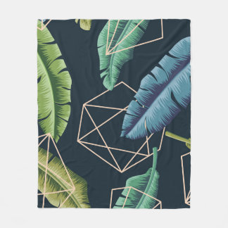 Abstract Leaves: Polygonal Line Seamless. Fleece Blanket