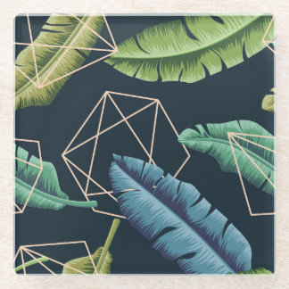 Abstract Leaves: Polygonal Line Seamless. Glass Coaster
