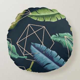 Abstract Leaves: Polygonal Line Seamless. Round Cushion