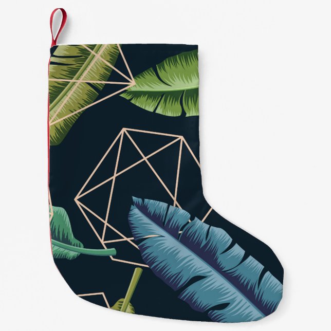Abstract Leaves: Polygonal Line Seamless. Small Christmas Stocking (Front)