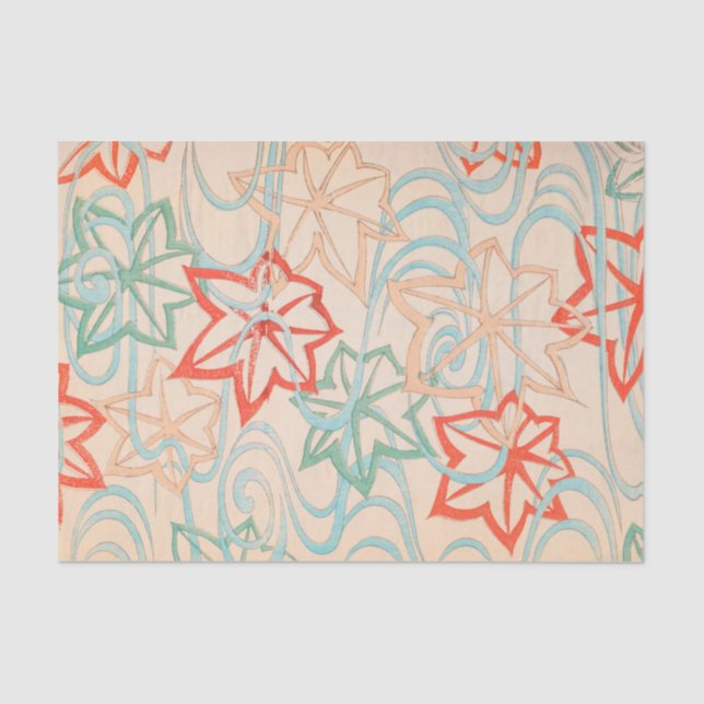 Abstract Leaves Print Vintage Japanese Pattern Tissue Paper (Front)