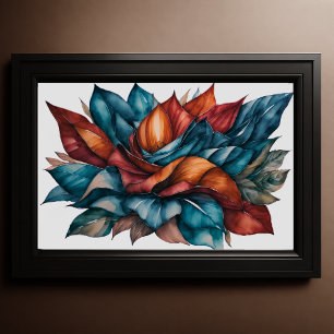 Abstract Leaves Watercolor 3:2 Poster