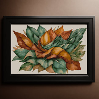 Abstract Leaves Watercolor 3:2 Poster