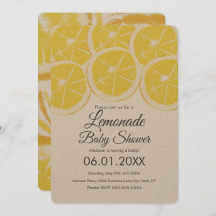 Abstract Lemon Citrus Lemonade Baby Shower Kraft Invitation