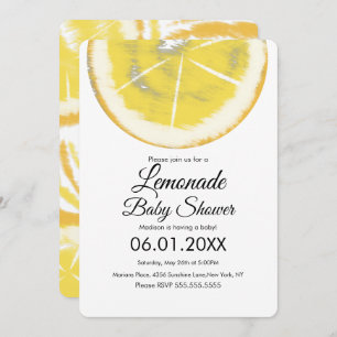 Abstract Lemon Citrus Yellow Lemonade Baby Shower Invitation