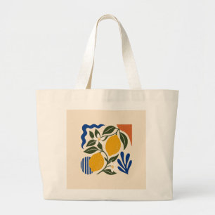 Abstract Lemon Fruit Botanical Pattern Elegant Tot Large Tote Bag