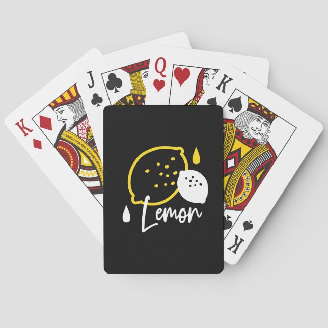 Abstract Lemon Illustration – Fresh Citrus Art Playing Cards (Back)