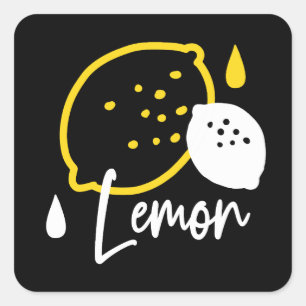 Abstract Lemon Illustration – Fresh Citrus Art Square Sticker