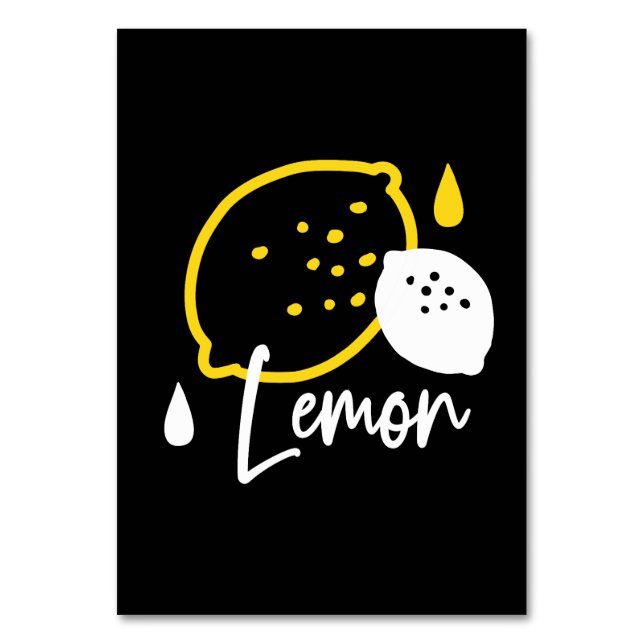 Abstract Lemon Illustration – Fresh Citrus Art Table Number (Front)