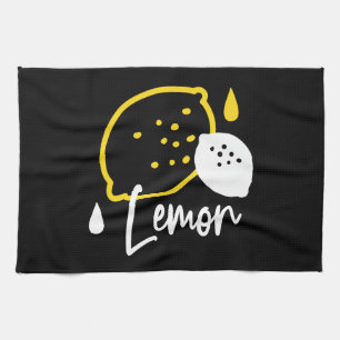 Abstract Lemon Illustration – Fresh Citrus Art Tea Towel