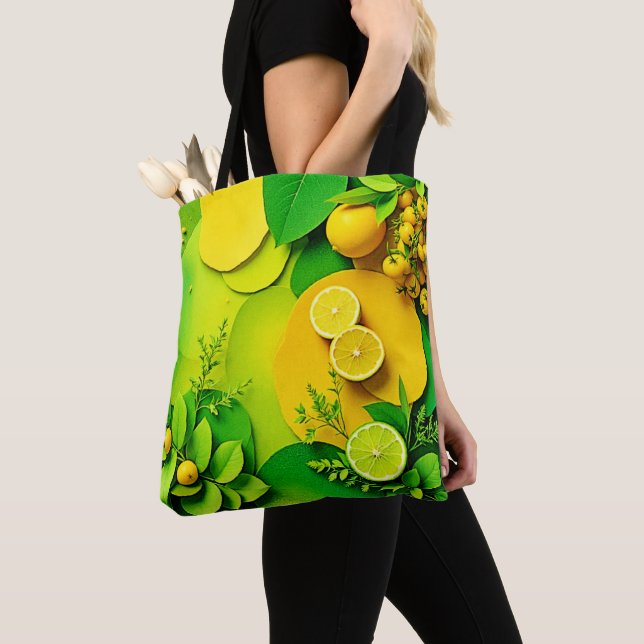 Abstract Lemon Lime Nature Art Tote Bag (Close Up)