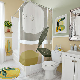 Abstract lemon minimalist art shower curtain