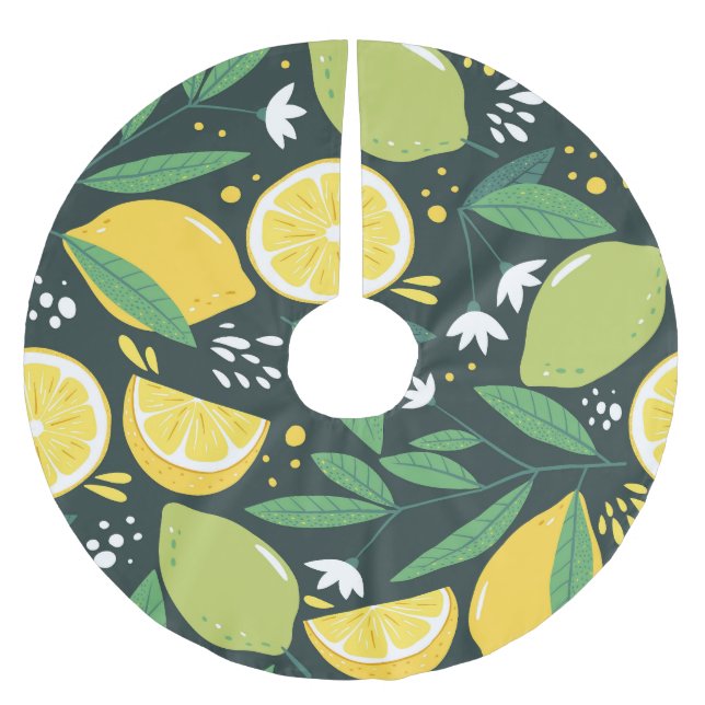 Abstract Lemon: Modern Art Seamless. Brushed Polyester Tree Skirt (Front)