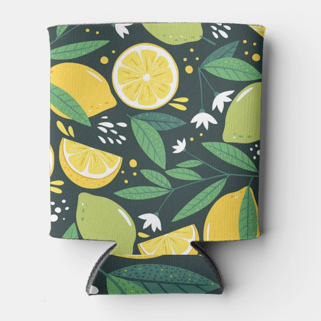 Abstract Lemon: Modern Art Seamless. Can Cooler (Front)