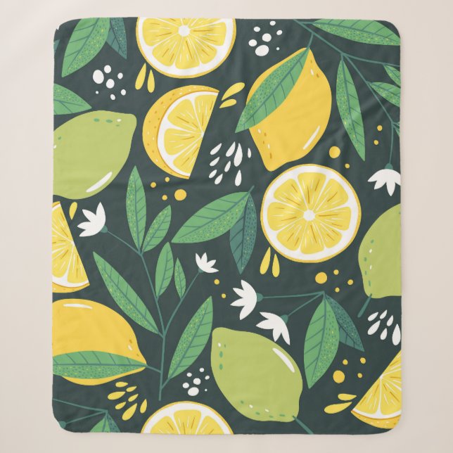 Abstract Lemon: Modern Art Seamless. Sherpa Blanket (Front)