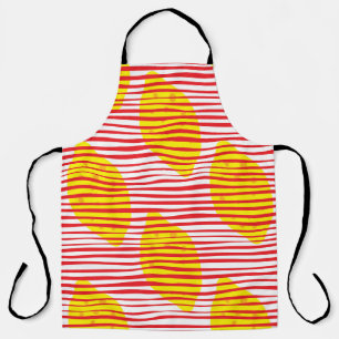 Abstract lemon with leaf seamless pattern. Hand dr Apron