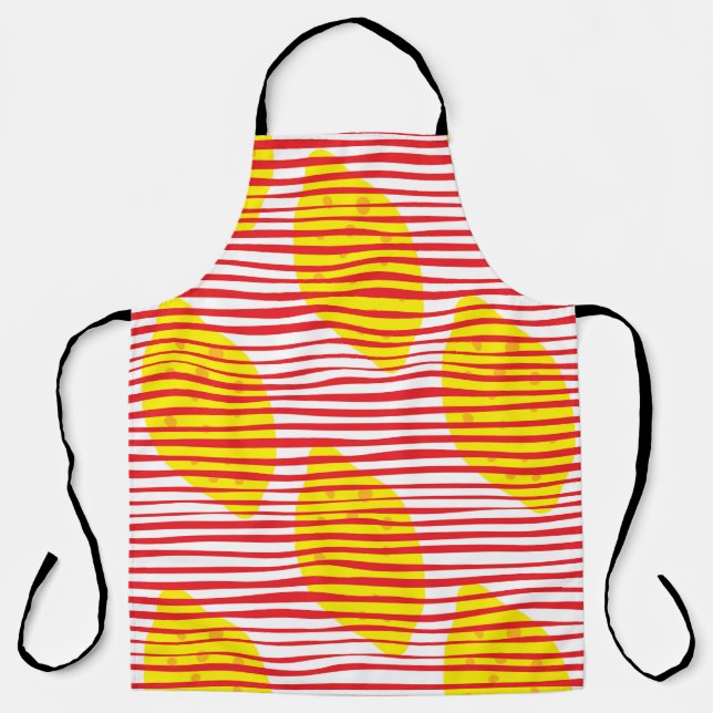 Abstract lemon with leaf seamless pattern. Hand dr Apron (Front)